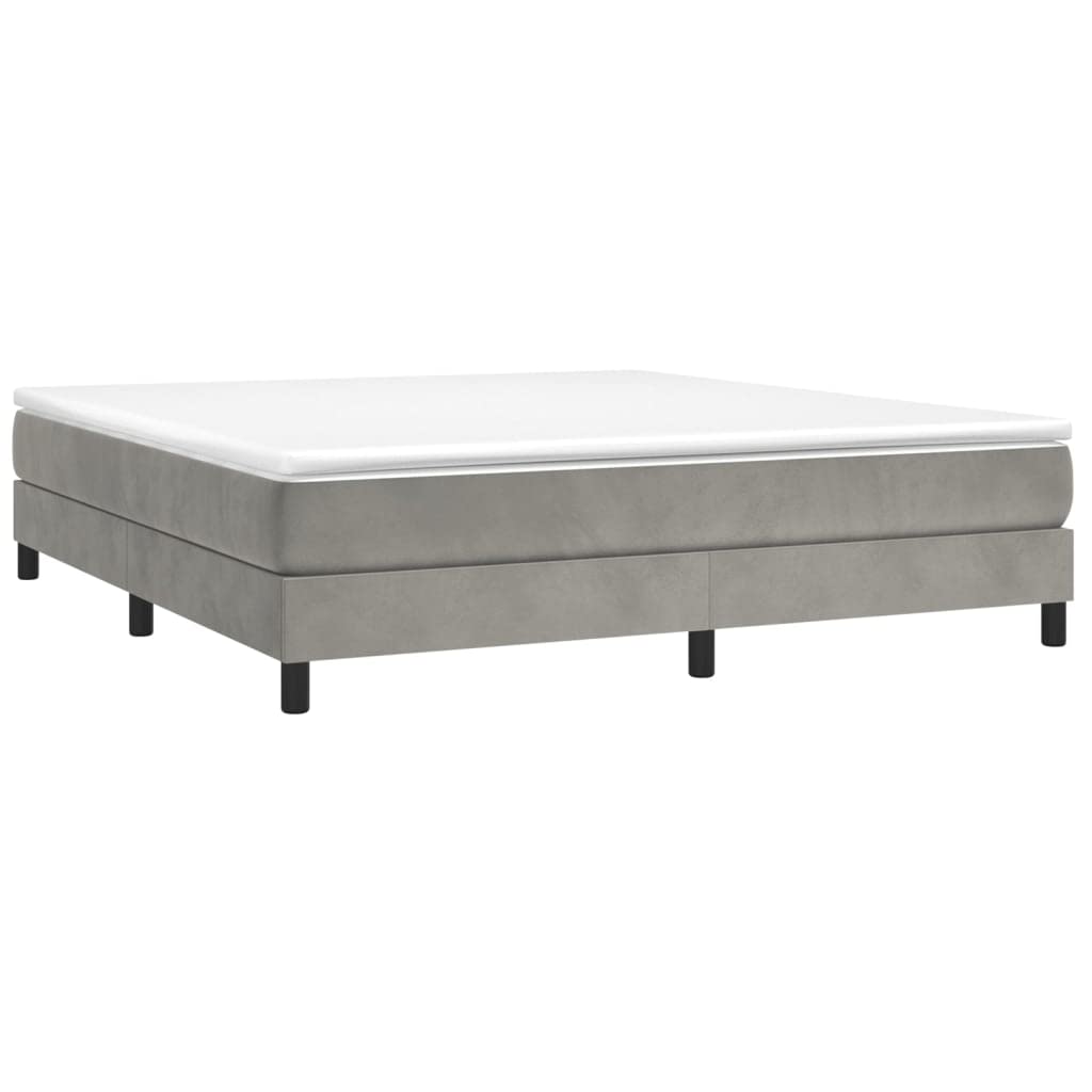 vidaXL Velvet Box Spring Bed Frame - California King Size, Light Gray, Durable Plywood and Engineered Wood Materials, Easy to Match, Meets California Proposition 65
