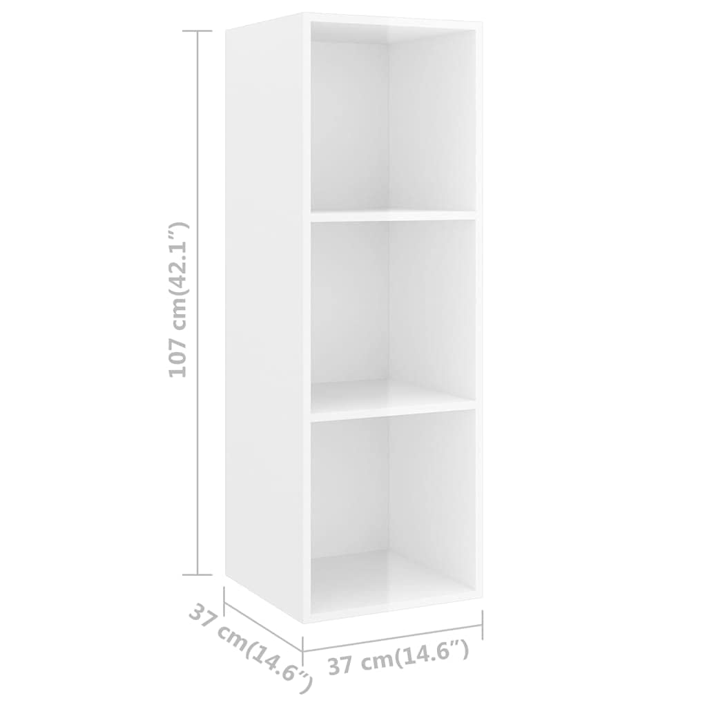 vidaXL 4X Wall-Mounted TV Cabinets Hanging Stand Unit Stereo Storage HiFi Plasma Living Room Home Furniture High Gloss White Engineered Wood