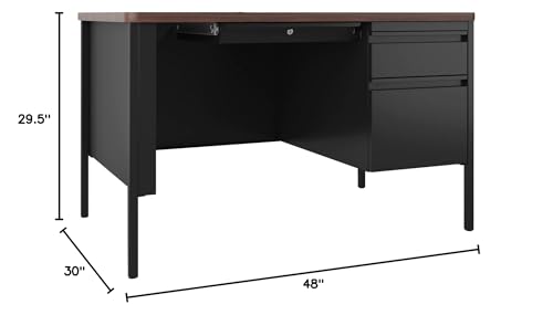 Lorell Fortress Series Walnut Top Teacher's Desk