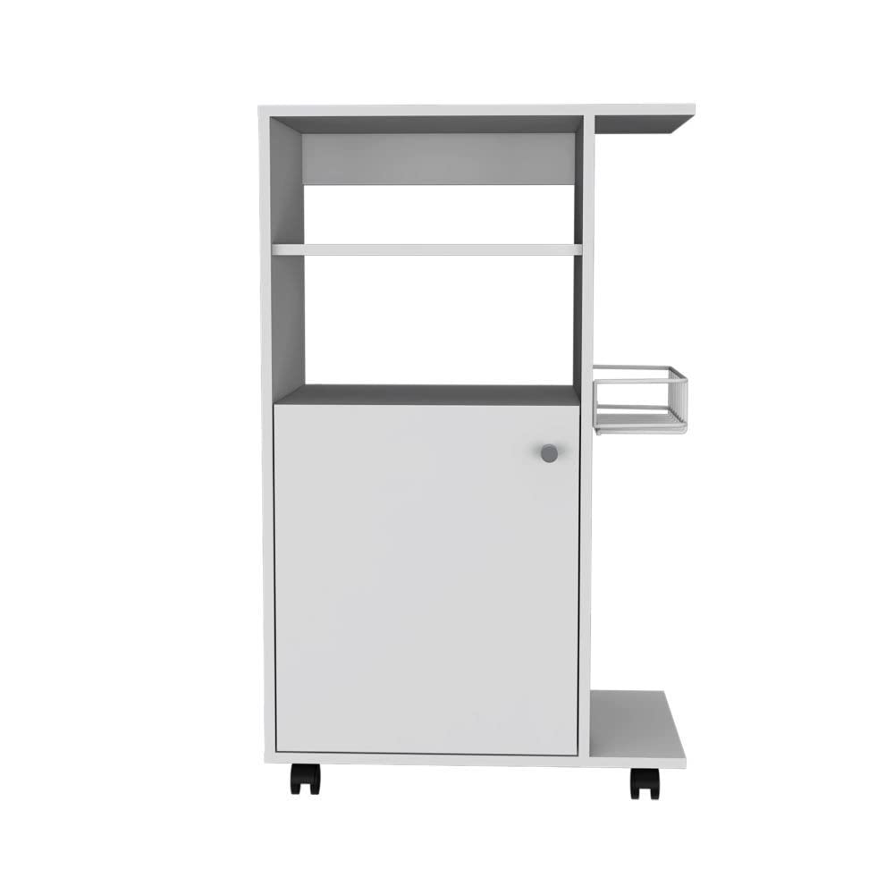 HomeRoots Contemporary White Rolling Kitchen Cart