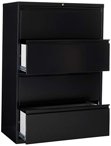 Lorell 4-Drawer Lateral File, 36 by 18-5/8 by 52-1/2-Inch, Black