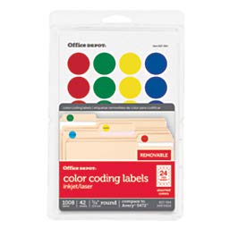 Office Depot Brand Removable Round Color-Coding Labels, Od98785, 3/4In Diameter, Assorted Colors, Pack Of 1,008