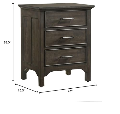 Intercon Hawthorne 23" Wide Nightstand with 3 Drawers, Brushed Charcoal Furniture
