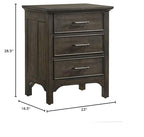 Intercon Hawthorne 23" Wide Nightstand with 3 Drawers, Brushed Charcoal Furniture