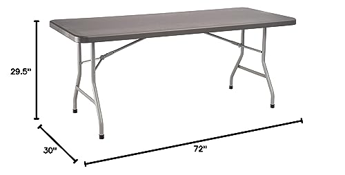 National Public Seating 30&quot; X 72&quot; Plastic Folding Table - Adjustable, Heavy-Duty, Portable, Indoor/Outdoor Table For Office, Camping, Events & Parties – Scratch & Heat Resistant, Charcoal Gray