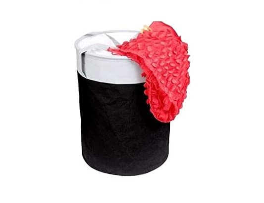 STORE MORE Solid White & Black Non Woven 45 L Laundry Bag Storage Basket Durable Collapsible for Dirty Clothes Foldable Bin with