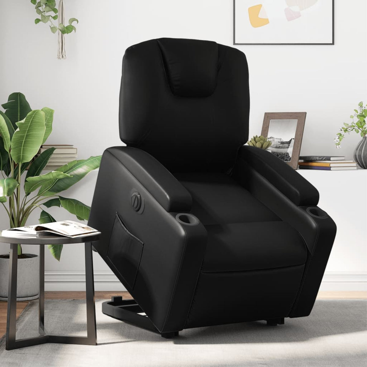 vidaXL Electric Stand up Recliner Chair Black Faux Leather
