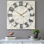 Square Distressed Wood And Metal Wall Clock With Vintage Touch