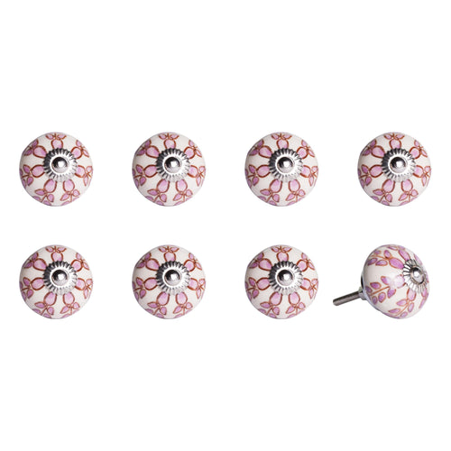 1.5 X 1.5 X 1.5 Hues Of White Pink And Burgundy  Knobs 8 Pack