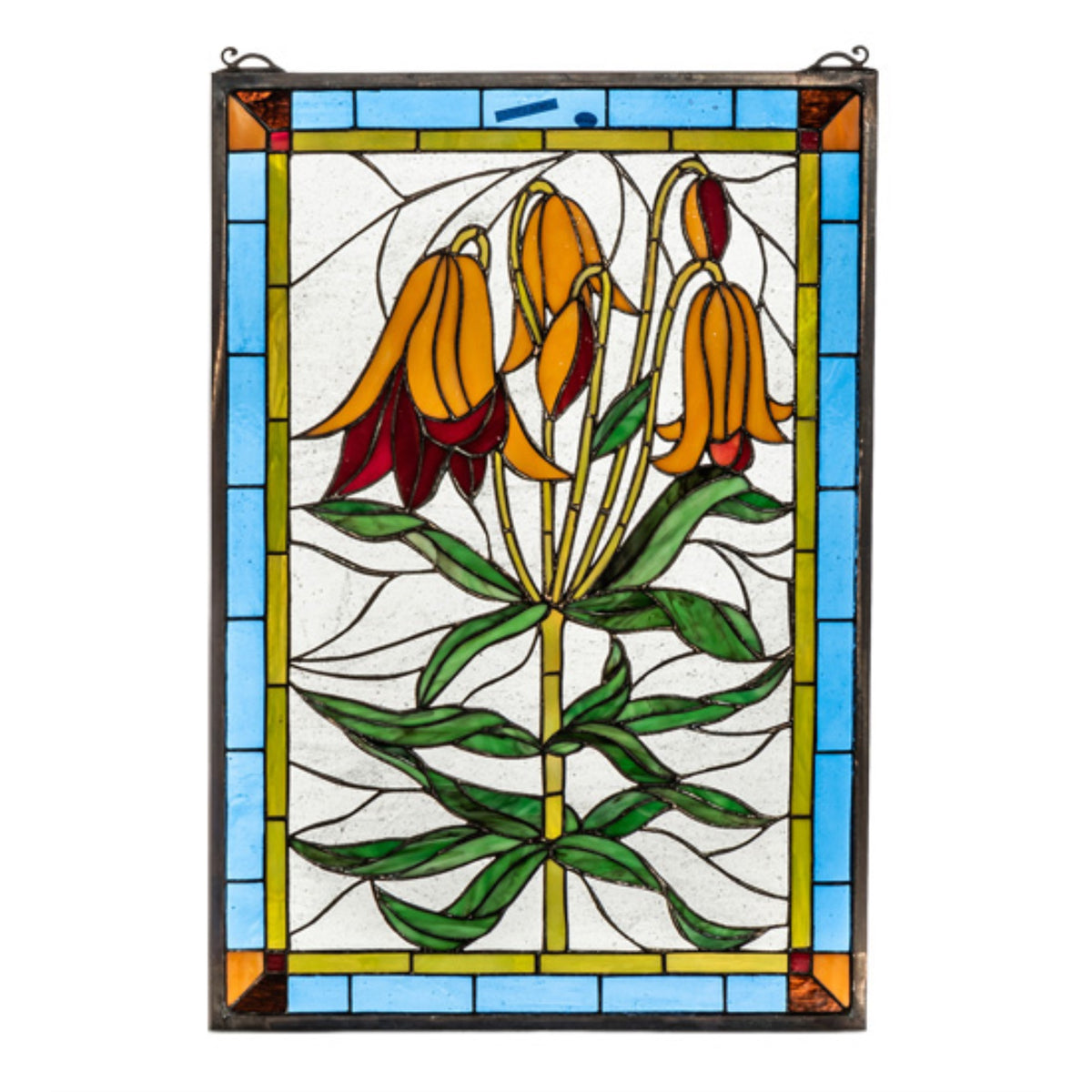 16 Inch  Wide X 24 Inch  High Trumpet Lily Stained Glass Window