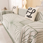 Modern Minimalist Chenille Line Pattern Sofa Cover, Dust and Scratch Resistant Throw Blankets for Couch