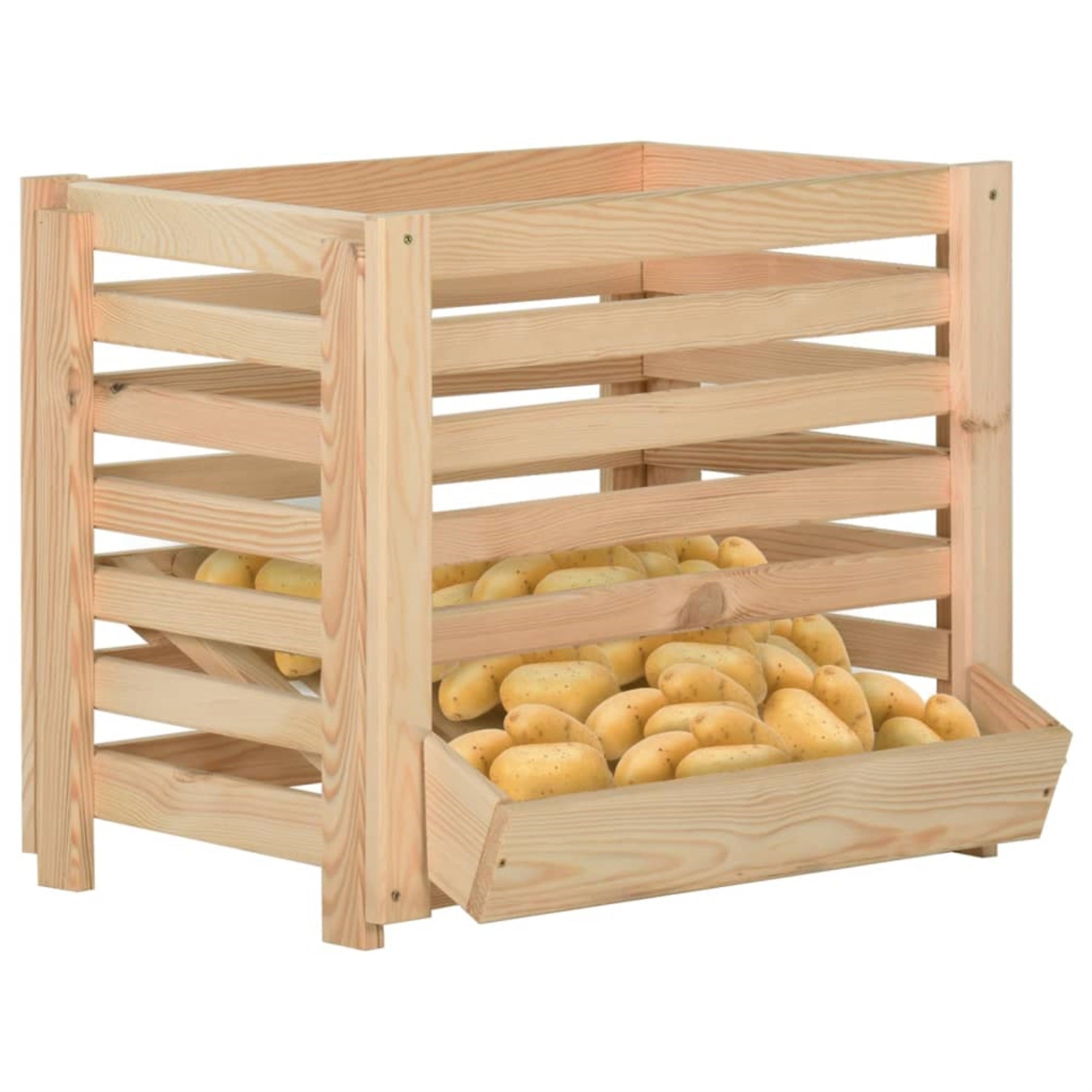 vidaXL Potato Box 23.6''x15.7''x19.7'' Solid Wood Pine