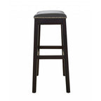 30 Espresso And Gray Saddle Style Counter Height Bar Stool