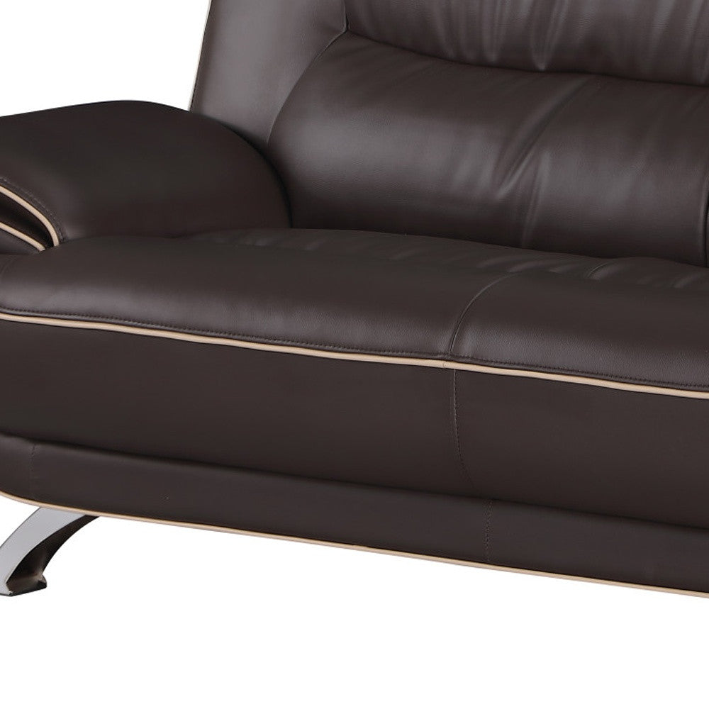 35 Sleek Brown Leather Sofa