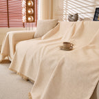 Linen-Look Textured Couch Throw Cover, Breathable Sofa Blanket & Furniture Protector