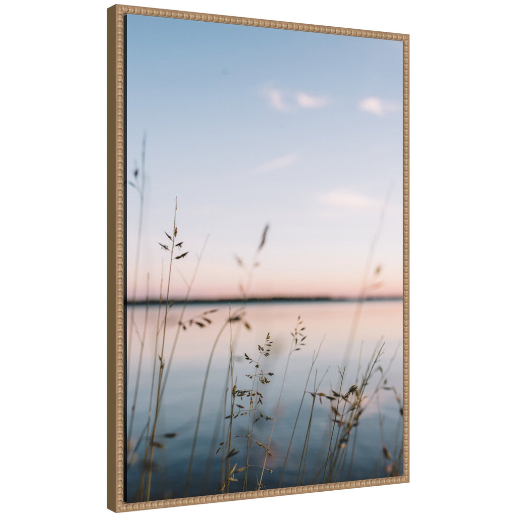 Sylvie Serene Sunset Lake Landscape Framed Canvas by Patricia Hasz