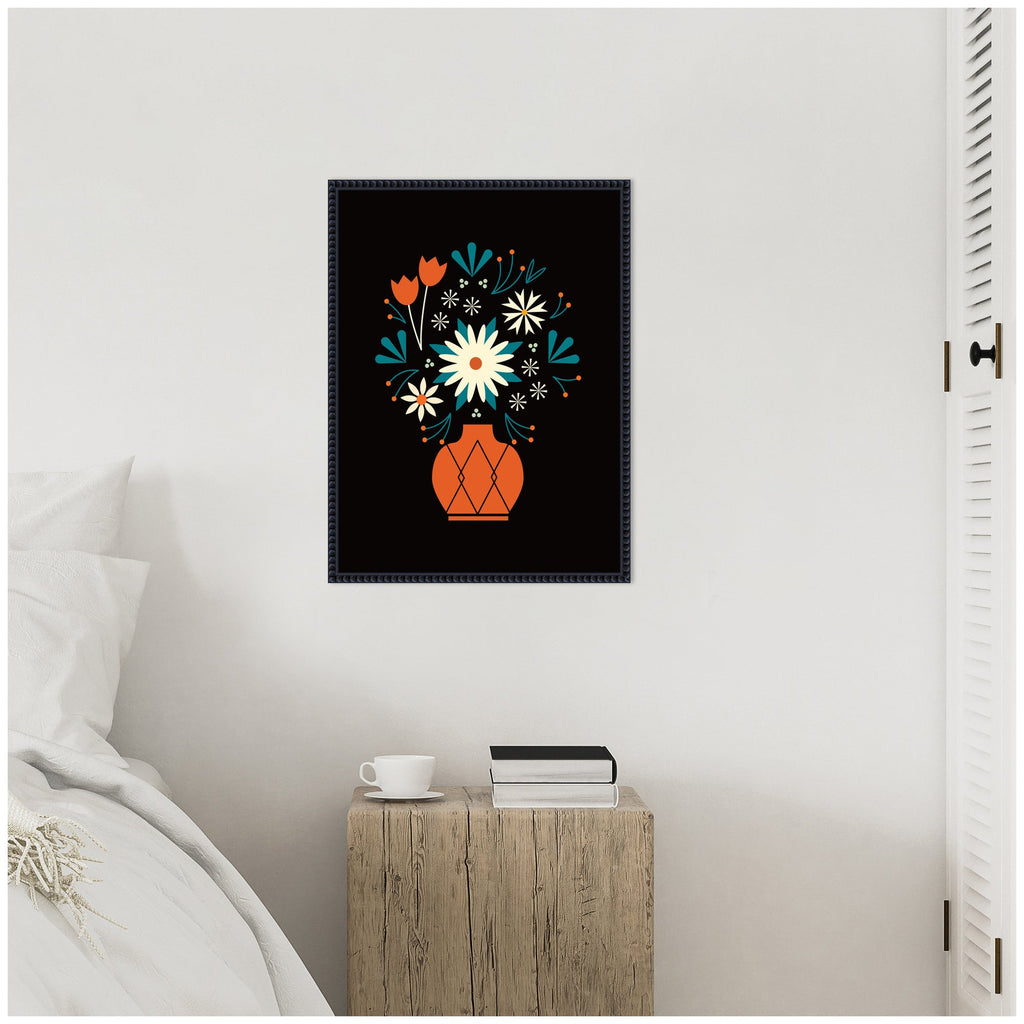 Sylvie Floral Red Vase Framed Canvas by Amber Leaders