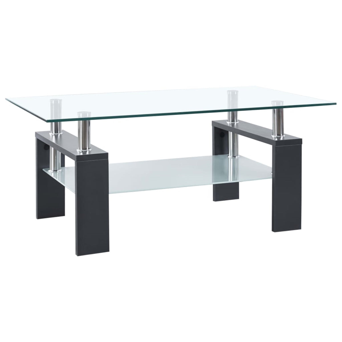 vidaXL Coffee Table Gray and Transparent 37.4''x21.7''x15.7'' Tempered Glass