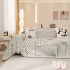 Modern Minimalist Chenille Line Pattern Sofa Cover, Dust and Scratch Resistant Throw Blankets for Couch