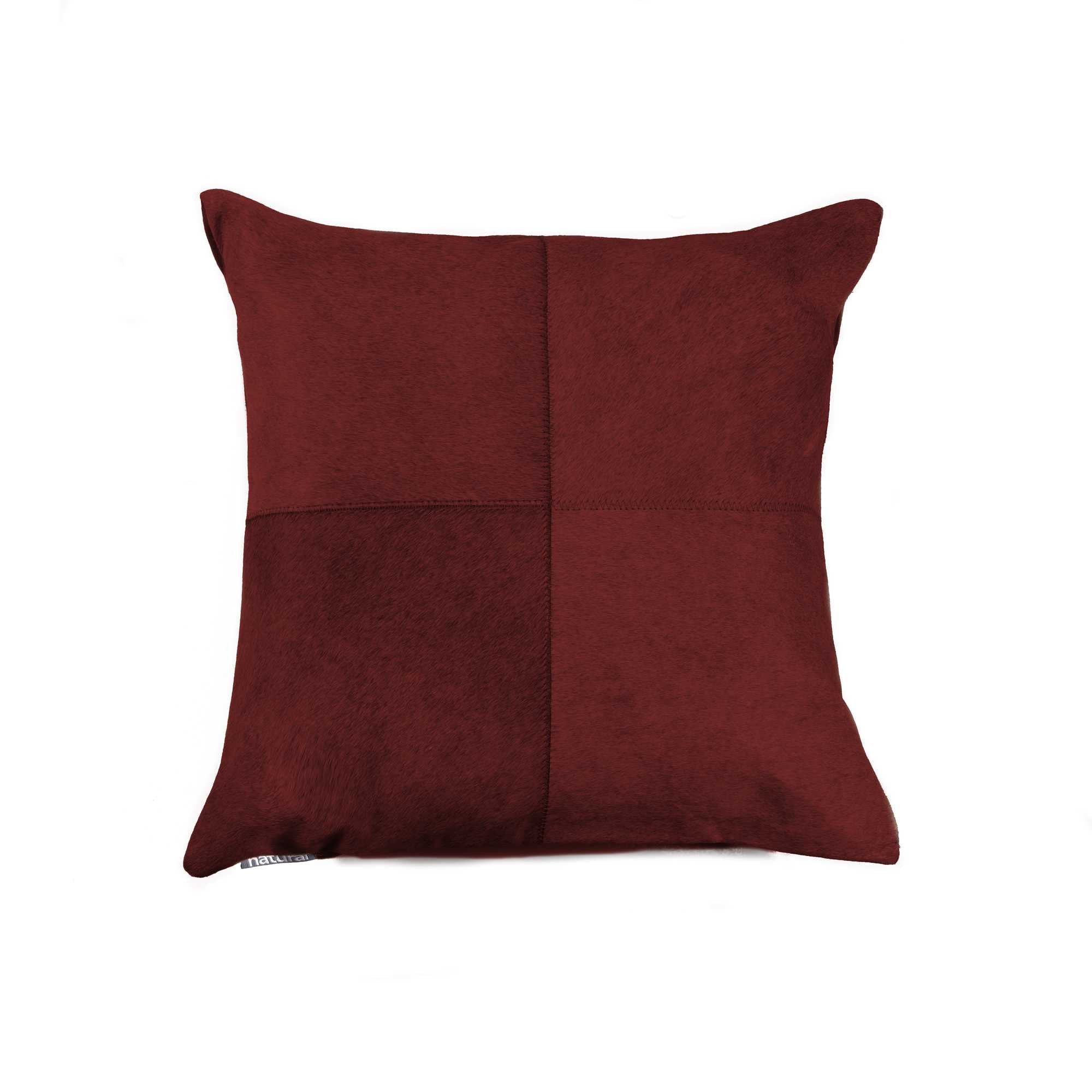 HomeRoots Cowhide, Microsuede, Polyfill Torino Quattro Pillow 18' X 18' - Wine