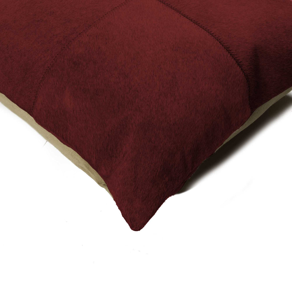HomeRoots Cowhide, Microsuede, Polyfill Torino Quattro Pillow 18' X 18' - Wine