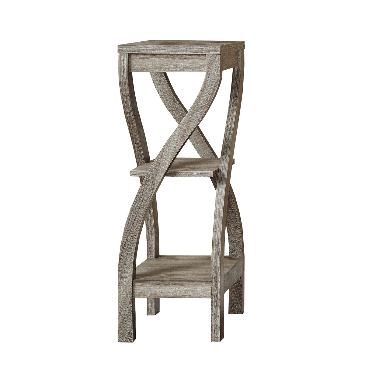 11.5'' X 11.5'' X 32'' Dark Taupe Finish Hollow Core Accent Table