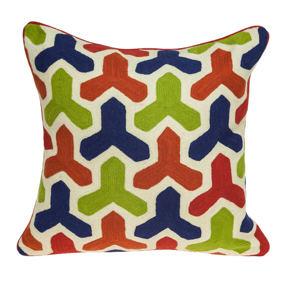 20'' X 7'' X 20'' Handmade Transitional Red And Blue Pillow Cover With Poly Insert