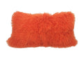 17 Orange Genuine Tibetan Lamb Fur Pillow With Microsuede Backing