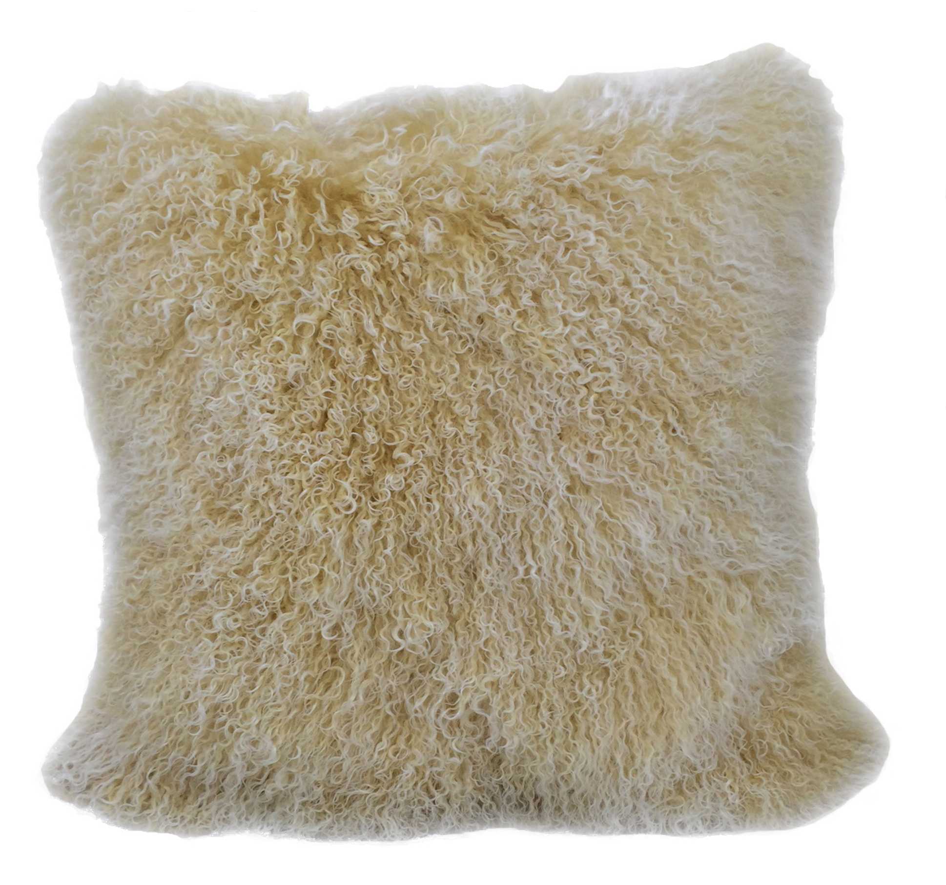 20 Gold Genuine Tibetan Lamb Fur Pillow With Microsuede Backing