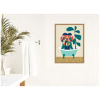 Sylvie MCM Lion in Bathtub Framed Canvas by Rachel Lee