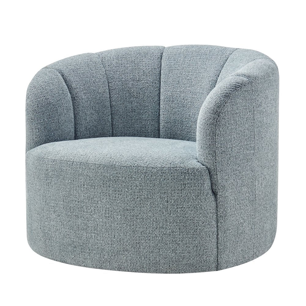 Elowen Swivel Accent Arm Chair  Heathered Blue Chenille