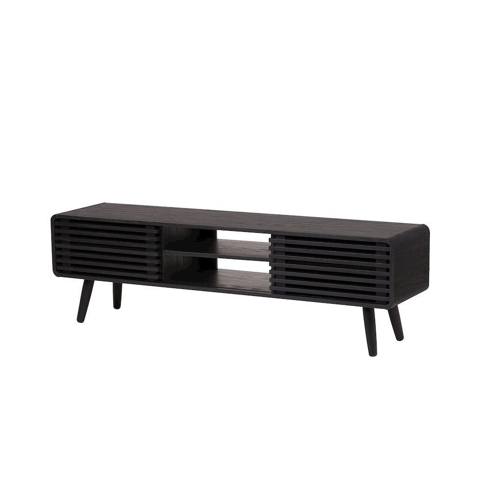Wilson Slat Low TV Stand  58 InchW x 14 InchD x 17.5 InchH  Black
