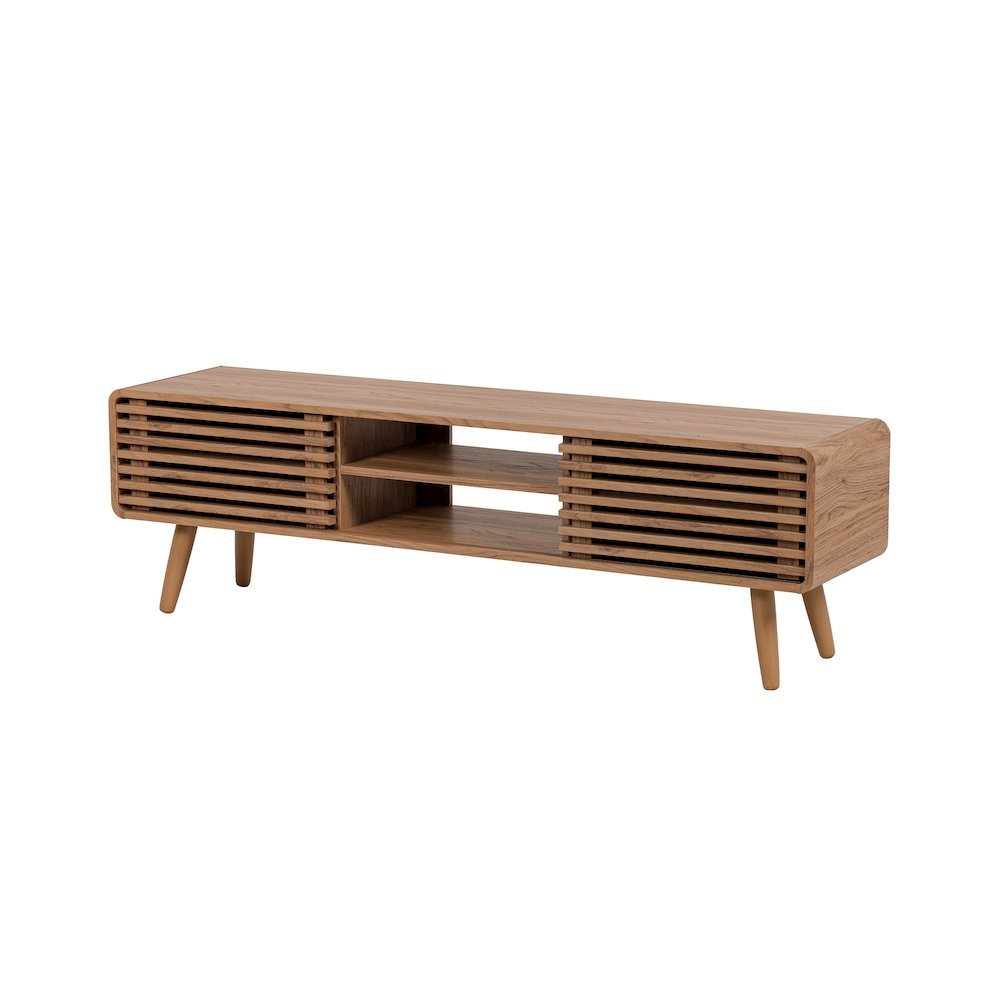 Wilson Slat Low TV Stand  58 InchW x 14 InchD x 17.5 InchH  Terra Oak