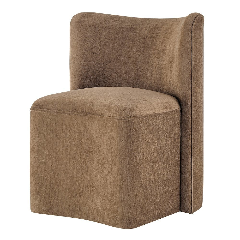 Morraine Dining Side Chair w/ Casters  Millburry Brown Chenille