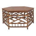 Kano Coffee Table  Cane Brown Rattan Base  Wood Top
