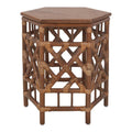 Kano Accent Table  Cane Brown Rattan Base  Wood Top