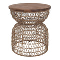 Looma Accent Table  Natural Base  Brown Wood Top