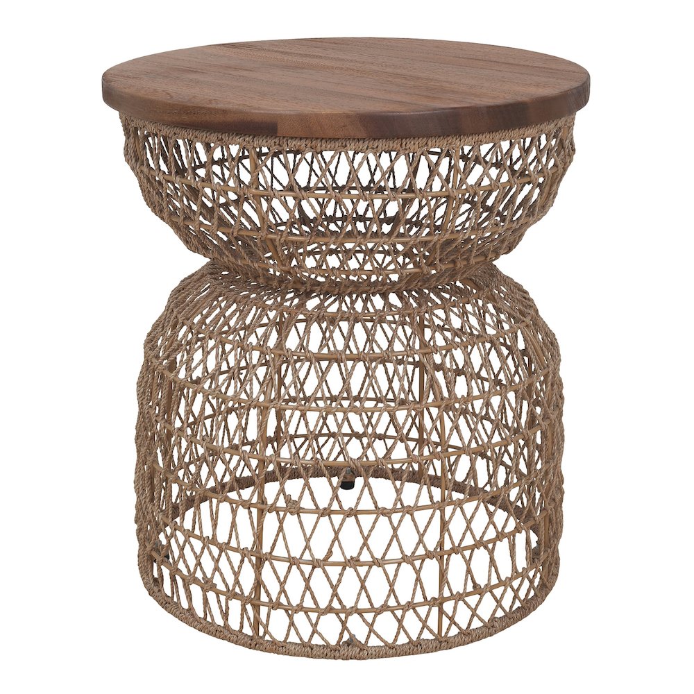 Looma Accent Table  Natural Base  Brown Wood Top