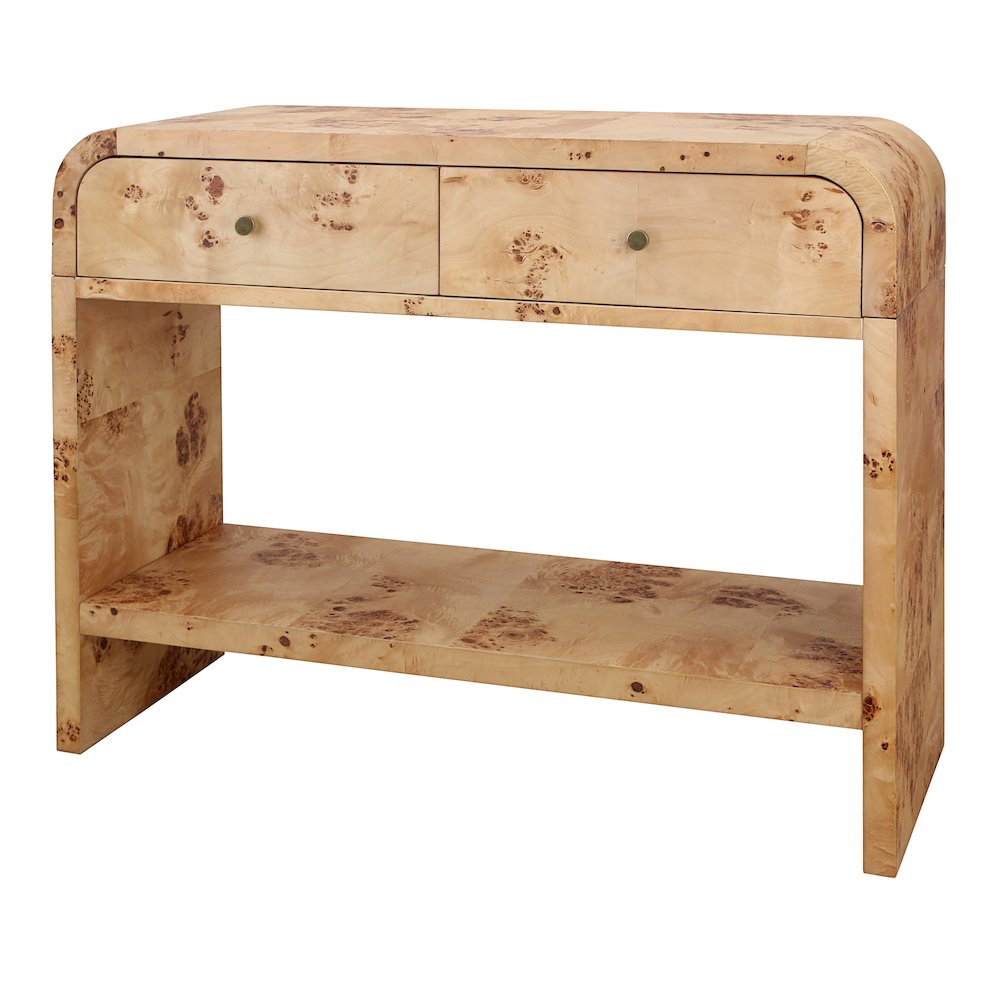 Veyra Burl 2Drawer Console Table  Natural Burl