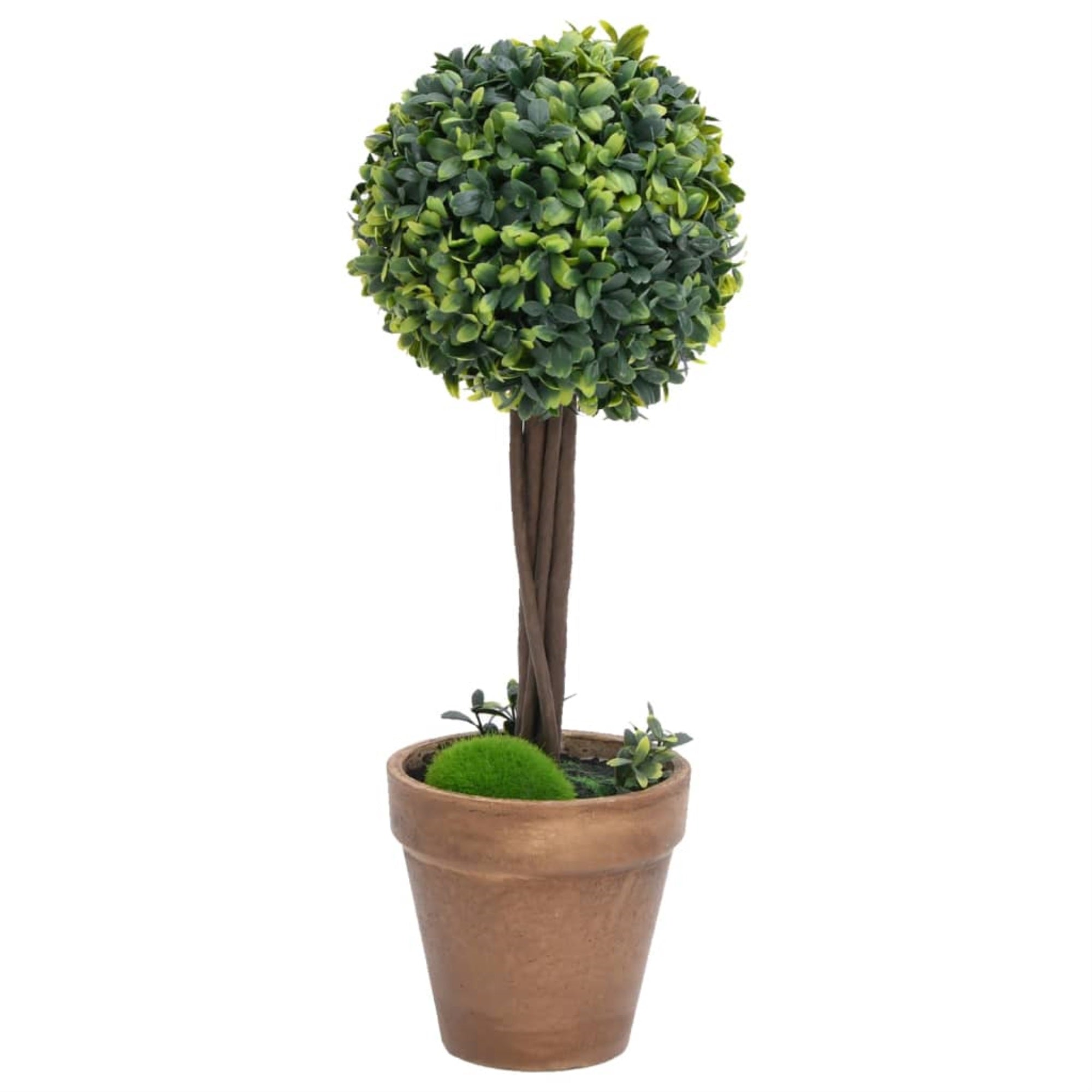 vidaXL Artificial Boxwood Plants 2 pcs with Pots Ball Shaped Green 16.1''
