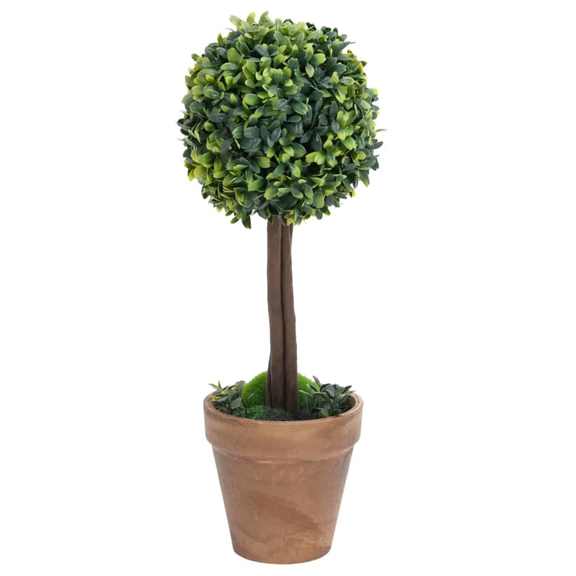 vidaXL Artificial Boxwood Plants 2 pcs with Pots Ball Shaped Green 16.1''