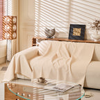 Linen-Look Textured Couch Throw Cover, Breathable Sofa Blanket & Furniture Protector