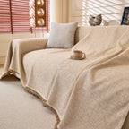Linen-Look Textured Couch Throw Cover, Breathable Sofa Blanket & Furniture Protector