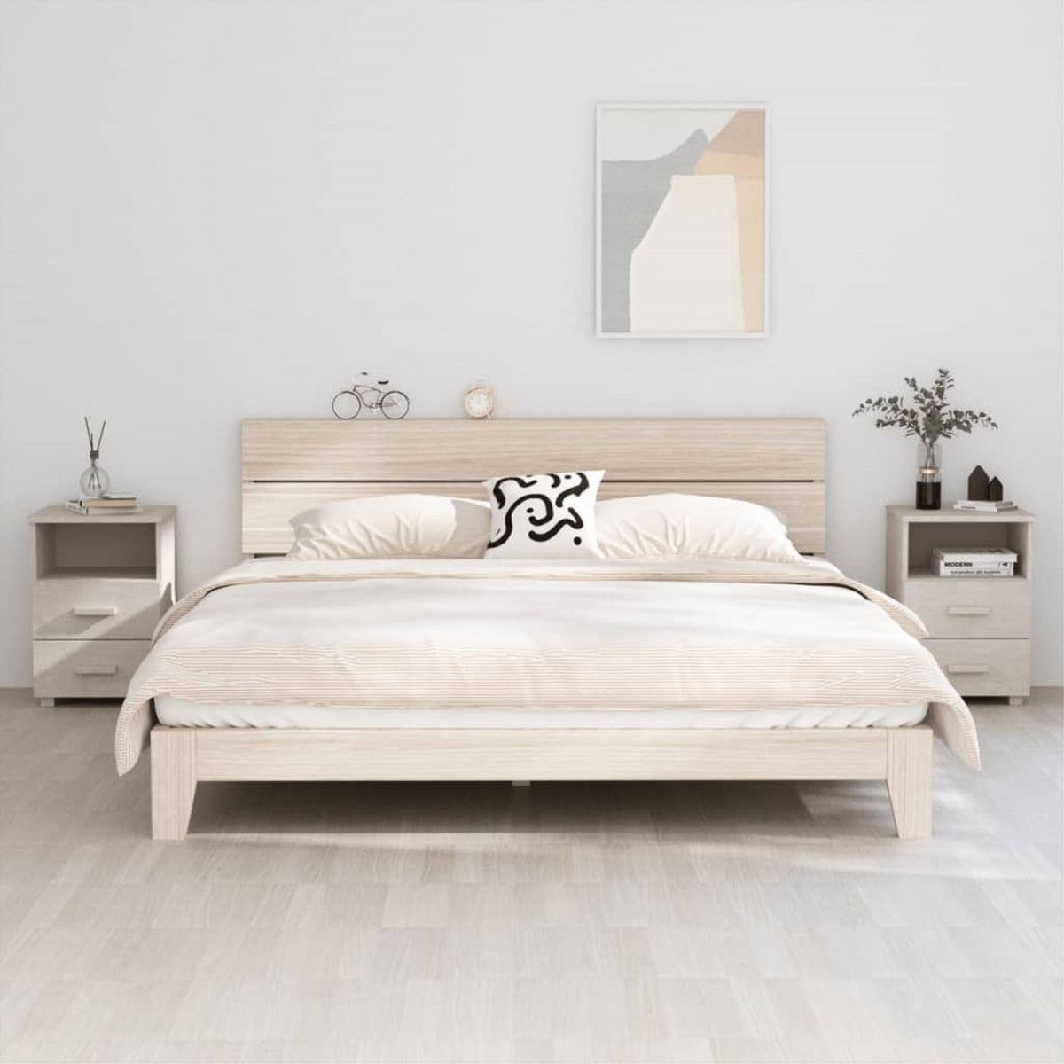 vidaXL Bedside Cabinets 2 pcs White 15.7''x13.8''x24.4'' Solid Wood Pine
