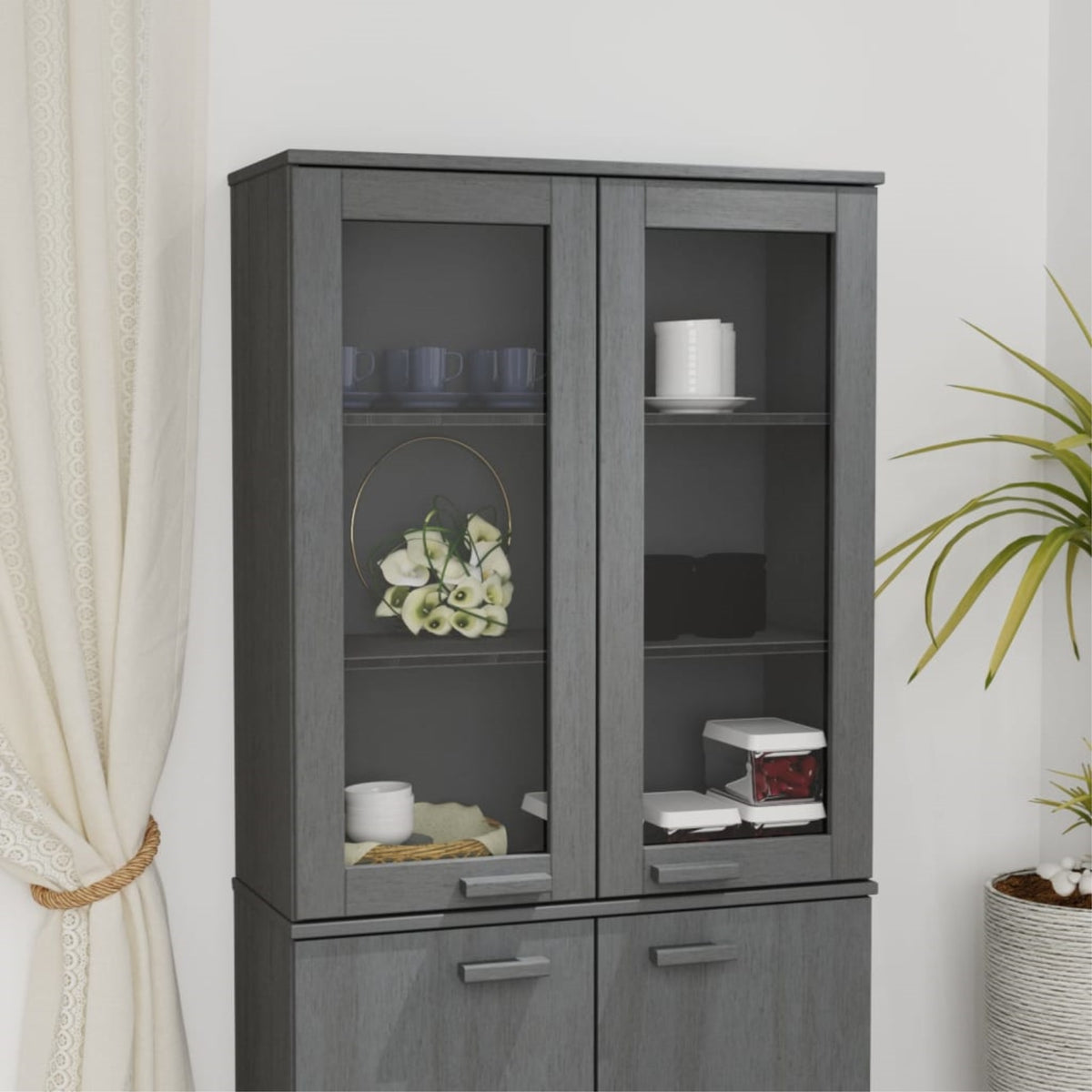 vidaXL Top for Highboard Dark Gray 33.5''x13.8''x39.4'' Solid Wood Pine
