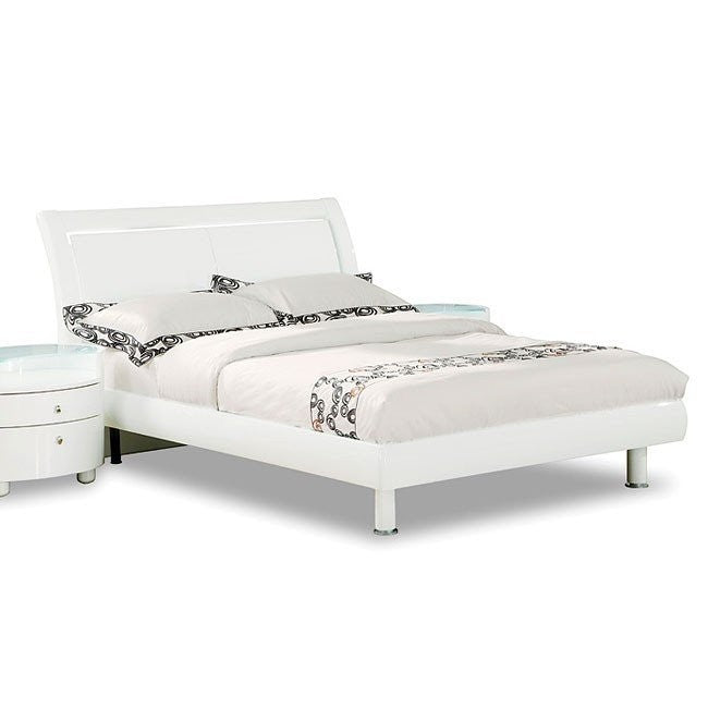90 X 95  X 41 Modern California King White High Gloss Bed
