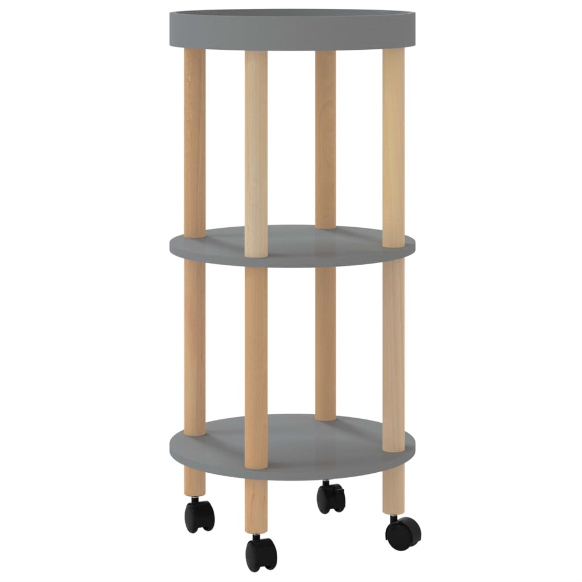 vidaXL 3-tier Trolley Gray 15''x15''x32.3'' Engineered Wood&Solid Wood Pine