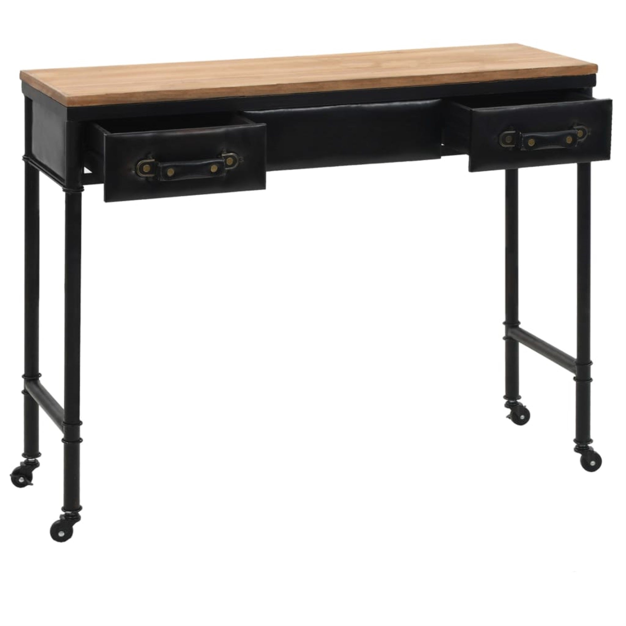 vidaXL Console Table with Castors 39.4''x13''x31.5'' Solid Wood Fir