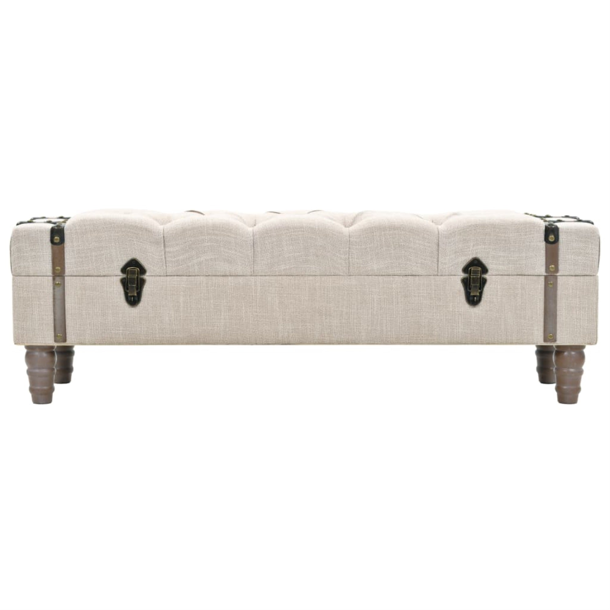 vidaXL Storage Bench 43.7'' Cream Solid Wood Fir&Fabric