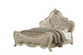 73 X 89 X 76 Beige Linen Antique White Wood Upholstery Queen Bed